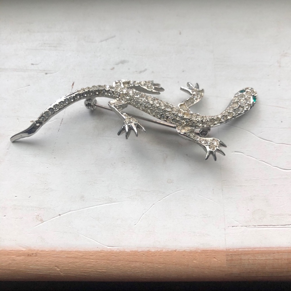 Vintage crystal lizard pin - Picture 5 of 12
